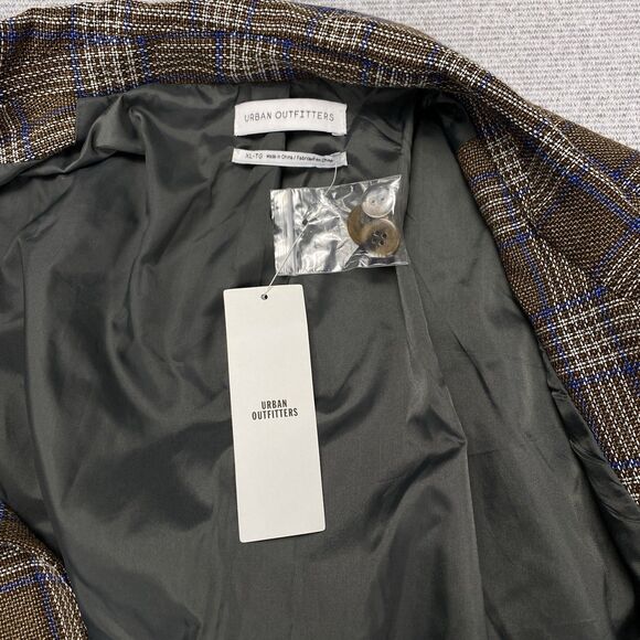 Urban Outfitters Brown Plaid Blazer Womens Size X-Large MSRP: $129 - Picture 5 of 16